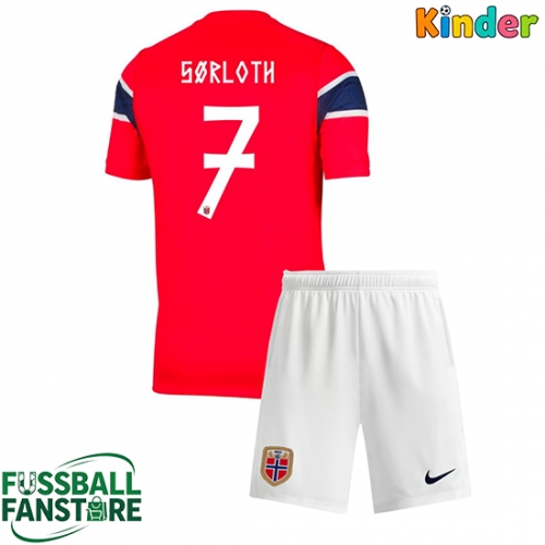 Norwegen Alexander Sorloth #7 Replik Heimtrikot Kinder WM 2026 Kurzarm (+ Kurze Hosen)